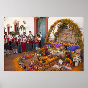 Mexico, Oaxaca Provincie, Ocotlan, studenten in Poster