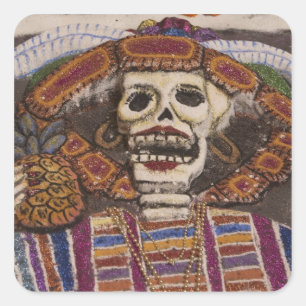 Mexico, Oaxaca. Sand tapestry (tapete de arena) Vierkante Sticker