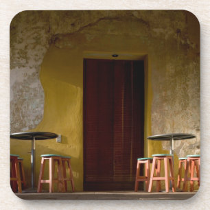 Mexico, Oaxaca, vanmiddag licht de balkon van de z Bier Onderzetter