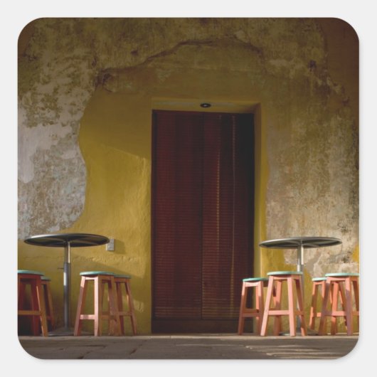 Mexico, Oaxaca, vanmiddag licht de balkon van de z Vierkante Sticker (Voorkant)