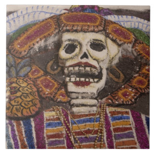 Mexico, Oaxaca. Zandtapijt (tapete de arena) Tegeltje