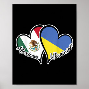 Mexico Oekraïne Vlag Hart Half Mexicaanse Half Poster
