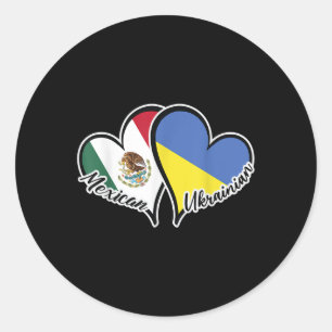 Mexico Oekraïne Vlag Hart Half Mexicaanse Half Ronde Sticker