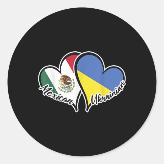 Mexico Oekraïne Vlag Hart Half Mexicaanse Half Ronde Sticker (Voorkant)