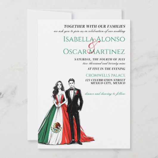 Mexico paar bruiloft uitnodiging (Voorkant)