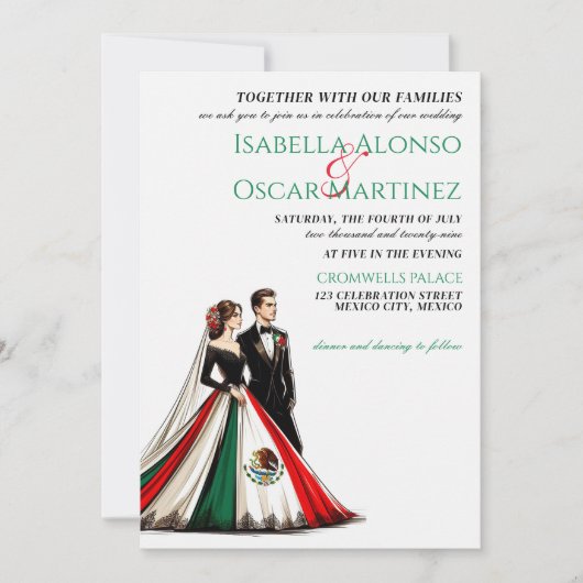 Mexico paar bruiloft uitnodiging (Voorkant)