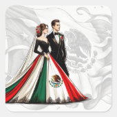 Mexico Paar Bruiloft Vierkante Sticker (Voorkant)