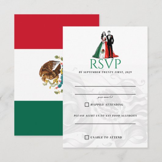 Mexico Paar RSVP-kaart RSVP Kaartje (Voorkant / Achterkant)