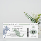 Mexico Palm Tree Agave Boarding Pass Weddenschap Kaart (Staand voorkant)