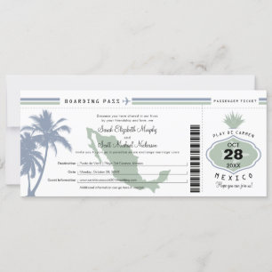 Mexico Palm Tree Agave Boarding Pass Weddenschap Kaart