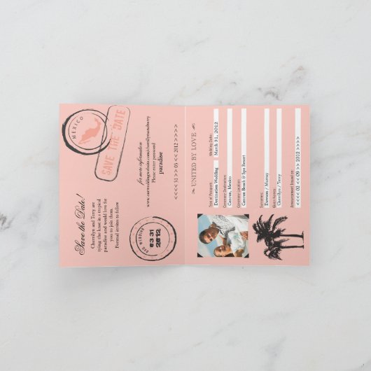 Mexico Passport Wedding Bewaar de datum Feestdagen Kaart (Binnen)
