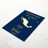 Mexico Passport Wedding Destination Gold Folie Uitnodiging (Gedraaid)