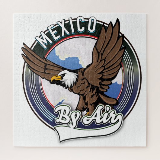 Mexico per vliegtuig reis patch. legpuzzel (Verticaal)