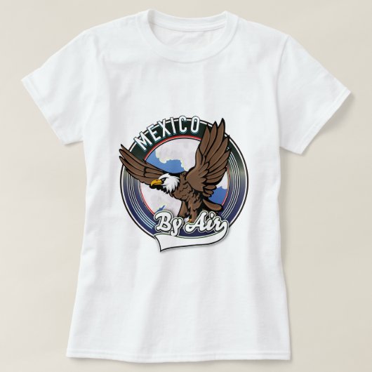 Mexico per vliegtuig reis patch. t-shirt (Design voorkant)