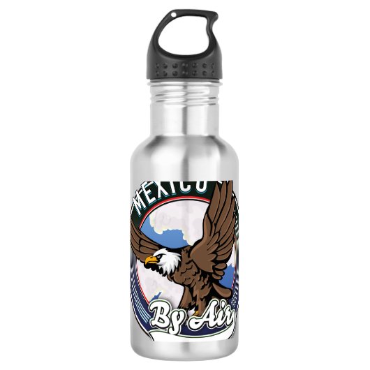 Mexico per vliegtuig reis patch. waterfles  (Voorkant)