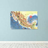 Mexico Pictorial Map van Miguel Gomez Medina Canvas Afdruk (Insitu (Houten vloer))