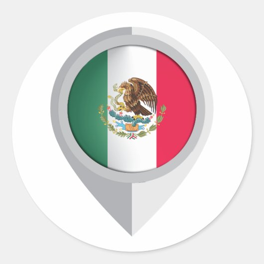 Mexico Pin Locatie Vlag Ronde Sticker (Voorkant)