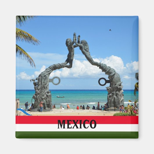 Mexico Playa del Carmen Beach Statue Souvenir Magneet (Voorkant)