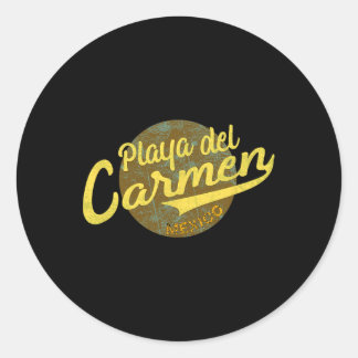 Mexico Playa del Carmen  Retro T Shirt Ronde Sticker