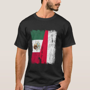 Mexico Polen Halve Vlag Mexicaanse Poolse Afkomst T-shirt
