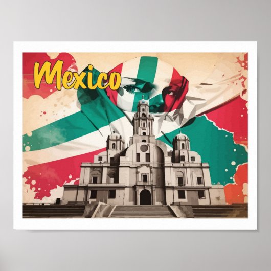 Mexico Pop Art Travel Illustration Poster (Voorkant)
