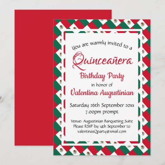 MEXICO Quinceañera Verjaardag gepersonaliseerd Kaart (Voorkant / Achterkant)