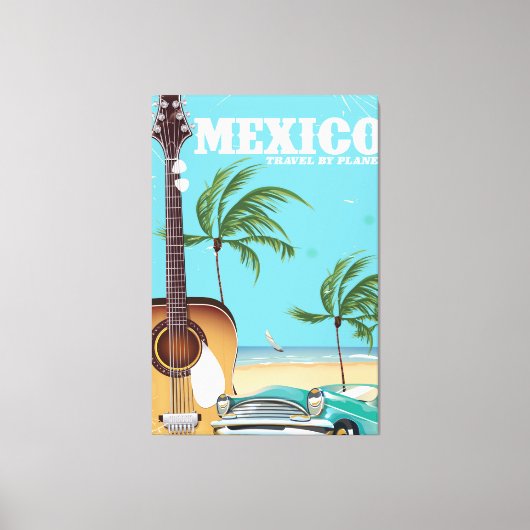 Mexico - Reizen per vliegtuig Reisposter Canvas Afdruk (Voorkant)