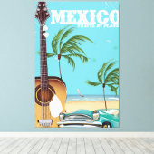 Mexico - Reizen per vliegtuig Reisposter Canvas Afdruk (Insitu (Houten vloer))