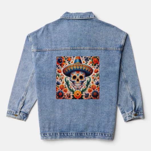 Mexico | Reizen  Retro Snoep Schedel Denim Jacket (Achterkant)