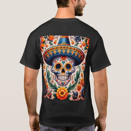 Mexico | Reizen  Retro Snoep Schedel T-shirt (Achterkant)