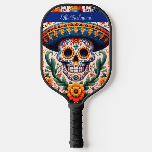 Mexico | Reizen Retro Sugar Skull Custom Pickleball Paddle (Voorkant)