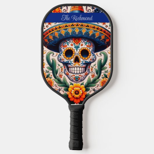 Mexico | Reizen  Retro Sugar Skull Custom Pickleball Paddle (Achterkant)