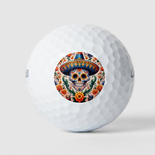 Mexico | Reizen  Retro Sugar Skull Golfballen (Voorkant)