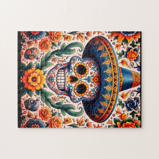 Mexico | Reizen  Retro Sugar Skull Legpuzzel (Horizontaal)