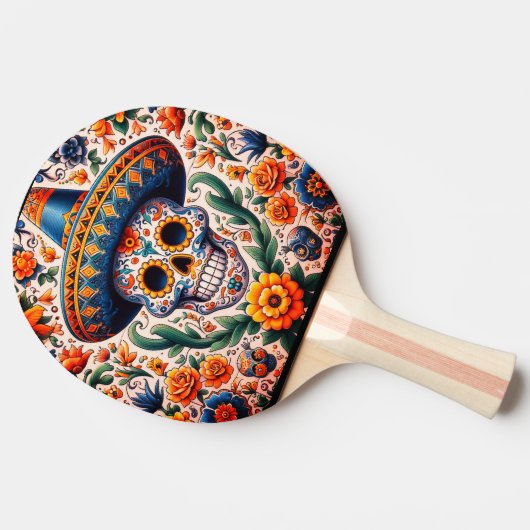 Mexico | Reizen  Retro Sugar Skull Tafeltennisbatje (Zijkant)