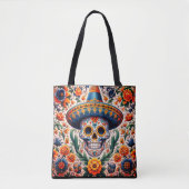 Mexico | Reizen  Retro Sugar Skull Tote Bag (Voorkant)
