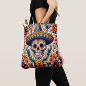 Mexico | Reizen  Retro Sugar Skull Tote Bag (Dichtbij)