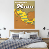 Mexico retro kaart canvas afdruk (Insitu (Slaapkamer))