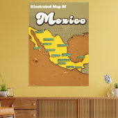 Mexico retro kaart canvas afdruk (Insitu (Woonkamer))