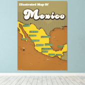 Mexico retro kaart canvas afdruk (Insitu (Houten vloer))
