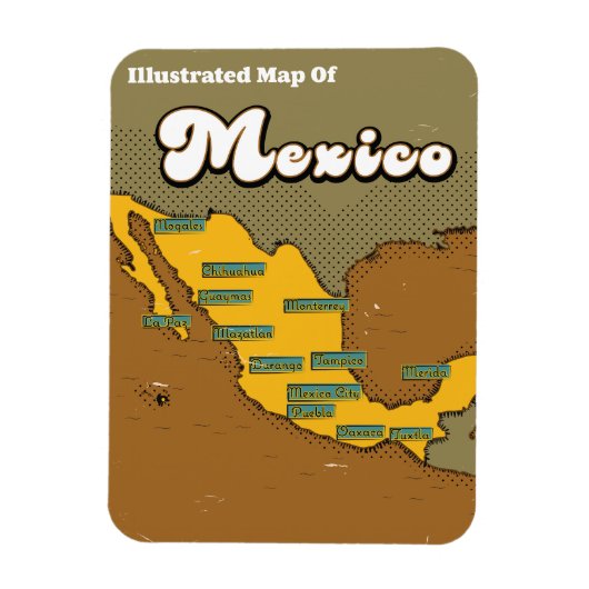 Mexico retro kaart magneet (Verticaal)