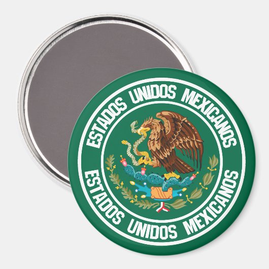 Mexico Round Emblem Magneet (Voorkant / Achterkant)