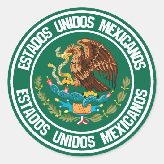 Mexico Round Emblem Ronde Sticker (Voorkant)