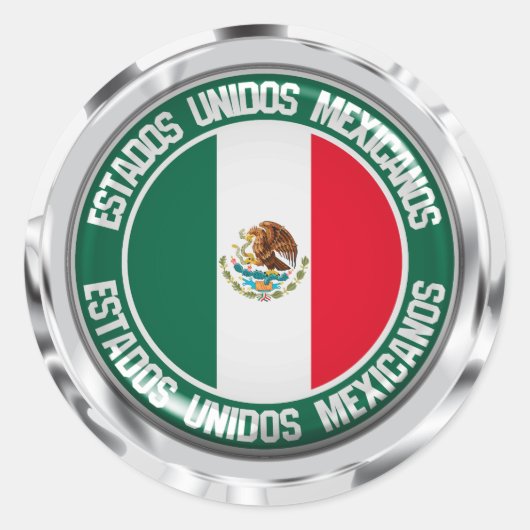 Mexico Round Emblem Ronde Sticker (Voorkant)