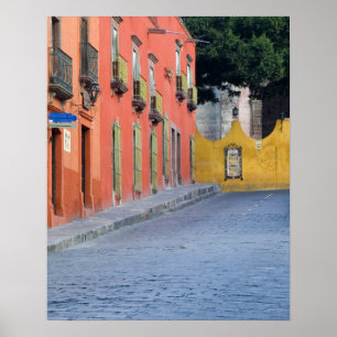 Mexico, San Miguel de Allende, Huizen langs Poster