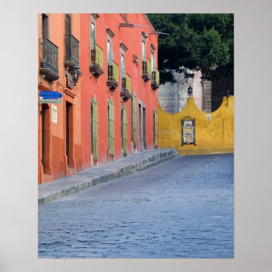 Mexico, San Miguel de Allende, Huizen langs Poster (Voorkant)