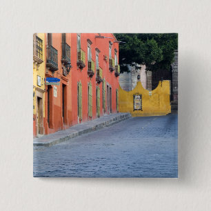 Mexico, San Miguel de Allende, Huizen langs Vierkante Button 5,1 Cm