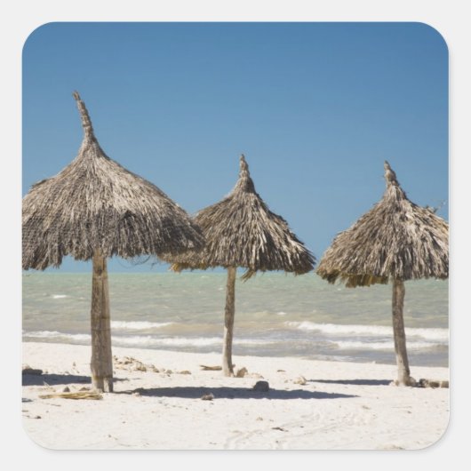 Mexico, schiereiland Yucatan, Progreso. Thatch Vierkante Sticker (Voorkant)