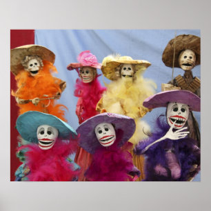 Mexico. Skelet Catrinas, beroemde figuren Poster