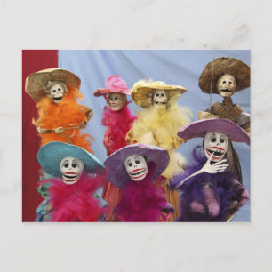 Mexico. Skeletale Catrina's, vierende figuren Briefkaart